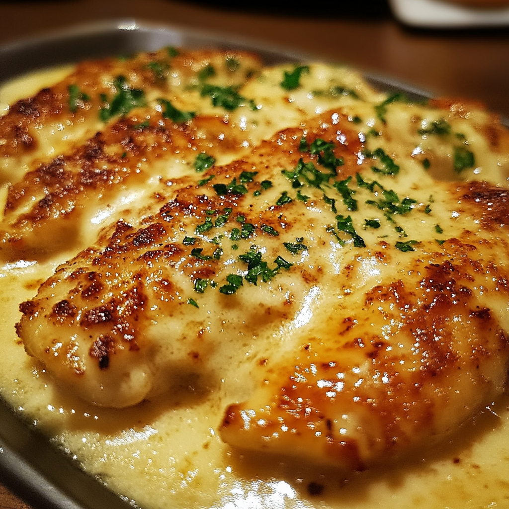 Juicy grilled chicken breasts topped with melted cheese and crispy Parmesan breadcrumbs, served with mashed potatoes and steamed vegetables.​