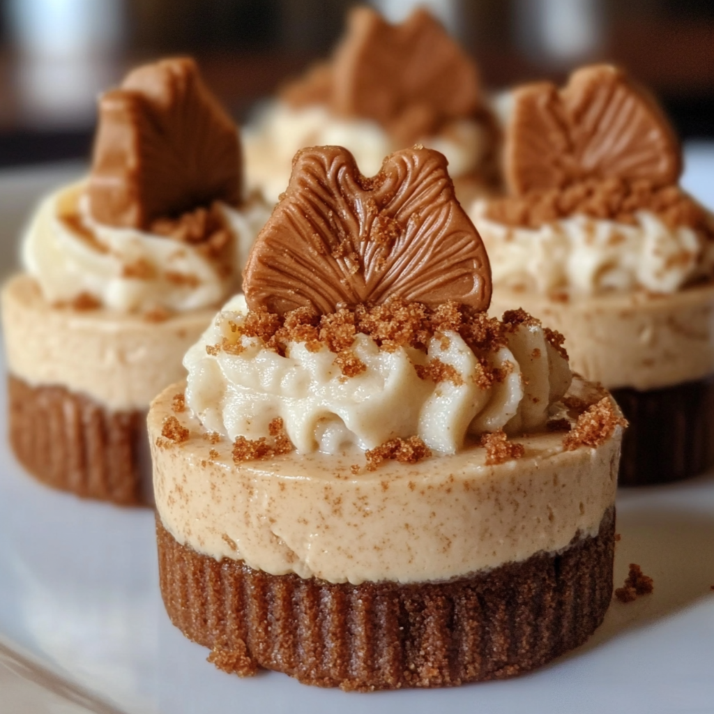 Indulge in these no-bake mini Biscoff cheesecakes—creamy, individual desserts with a crunchy Biscoff crust and luscious cookie butter filling.​