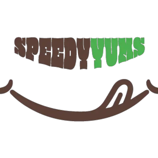 SpeedyYums logo featuring a stylized fork and spoon