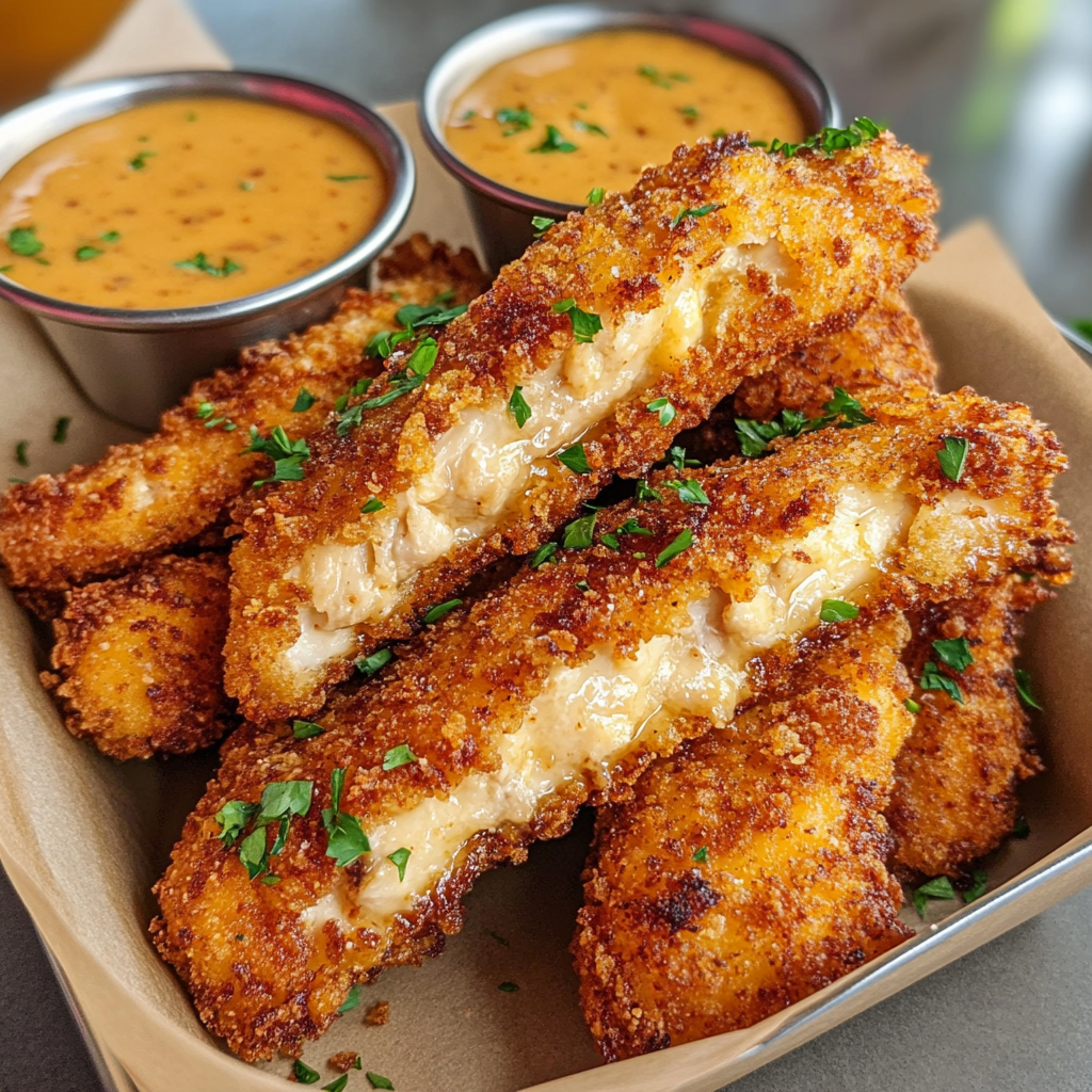 Plate of crispy Crack Chicken Tenders coated with ranch seasoning and melted cheese